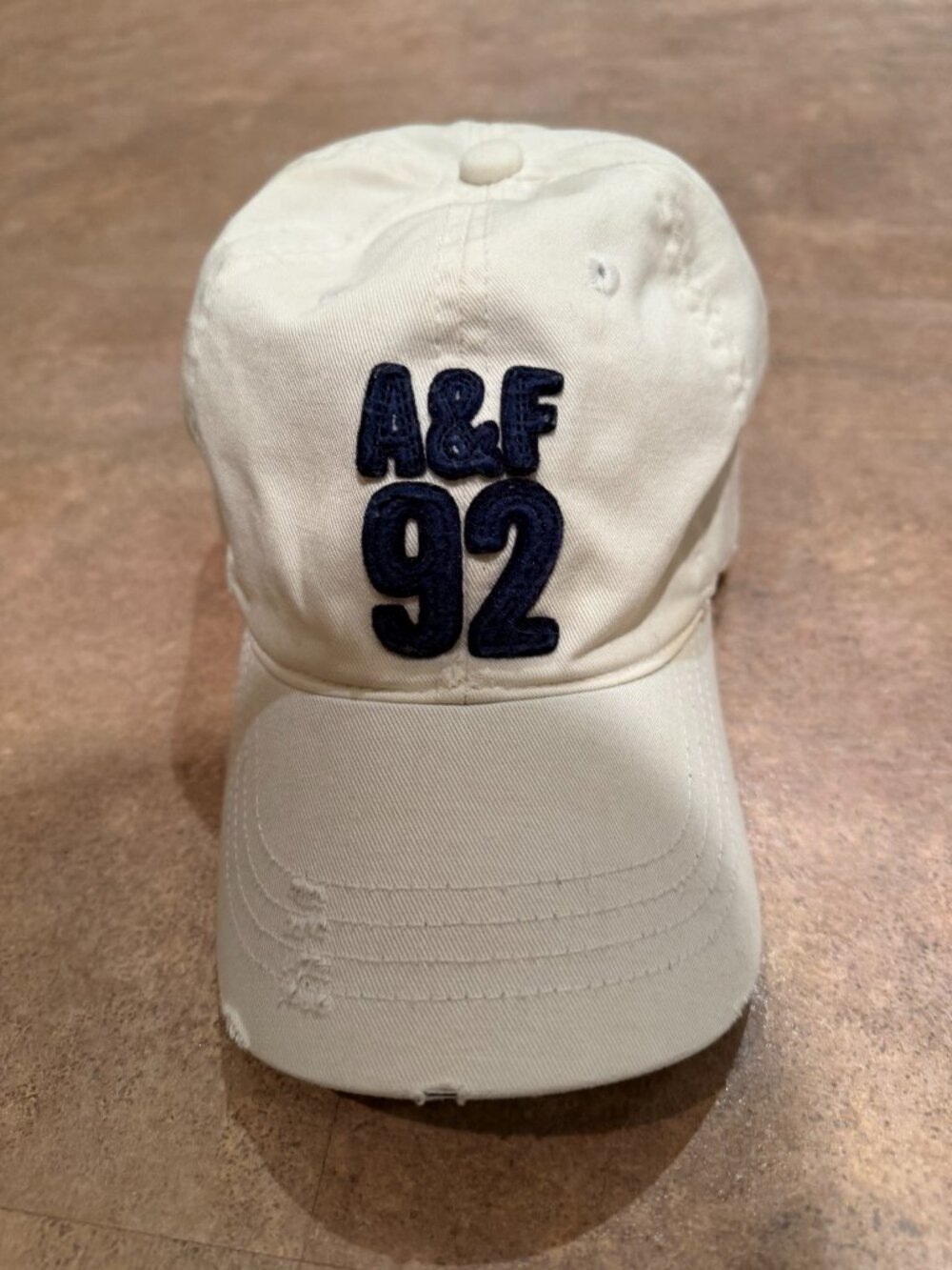 Abercrombie Y2K Vintage Baseball Cap Cream with A & F 92 Logo
